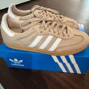Adidas Samba OG Tan and White Sneakers